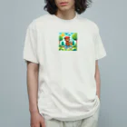 はむはむの自転車に乗ったクマ　人気アイテム　かわいい Organic Cotton T-Shirt