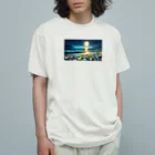 yunakiziの夜に輝くシーガラス オーガニックコットンTシャツ