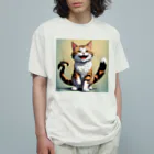 manaco-のふたまた猫ちゃん オーガニックコットンTシャツ