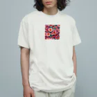 OTIRUBUTUBUTUの赤い花 オーガニックコットンTシャツ