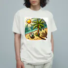 Qten369のサンセットビーチ Organic Cotton T-Shirt