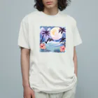 ハワイライフのイルカと満月 Organic Cotton T-Shirt