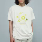 パティスリーハーモニカのハーモニカ花泡にクマ２ オーガニックコットンTシャツ