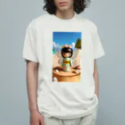 ぷぷオレンジの海の妖精こけしちゃん オーガニックコットンTシャツ