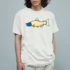 Mustard_Indigo_Blueのサーモン×ブルーヘッド オーガニックコットンTシャツ