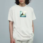 レプタイルズ好き＼(^o^)／の葉っぱの上のカエル オーガニックコットンTシャツ