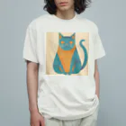 ミリススタイルの微笑みかけるネコ オーガニックコットンTシャツ