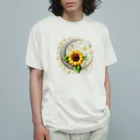 STARLOVE358のひまわりと三日月 オーガニックコットンTシャツ