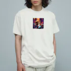 ミリススタイルのドラムを叩くシマリス オーガニックコットンTシャツ