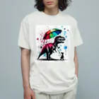 PALA's SHOP　cool、シュール、古風、和風、の恐竜と少女　Ⅲ オーガニックコットンTシャツ