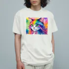 山田綾の虹色ネコちゃん オーガニックコットンTシャツ