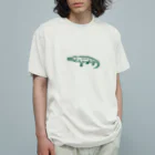 waniwanipanikuの緑のワニ オーガニックコットンTシャツ