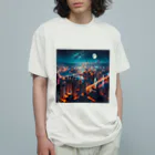 Teesignsの月夜に輝く未来都市 Organic Cotton T-Shirt