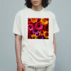 オンラインショップイエローリーフの色鮮やかな花 オーガニックコットンTシャツ