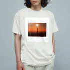 いっしーオリジナルの東京タワーと夕日 オーガニックコットンTシャツ