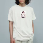 波にのるくまたんショップ62号店81番通りのクッションを持った女の子 Organic Cotton T-Shirt