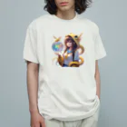 dramusumeのオーブをのぞくドラ娘 オーガニックコットンTシャツ