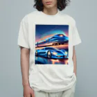 ro kuの青い車と新幹線 Organic Cotton T-Shirt