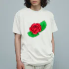 Lily bird（リリーバード）の真紅の薔薇 オーガニックコットンTシャツ