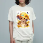 nadeshiko123の麦わら帽子をかぶたこ猫 Organic Cotton T-Shirt