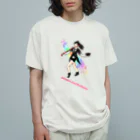 Lily bird（リリーバード）のフルカラー ジャズダンサー 光と英字ロゴ オーガニックコットンTシャツ