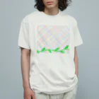 Lily bird（リリーバード）のほんわか優しいクロス模様Ⅱと葉っぱ Organic Cotton T-Shirt