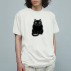 mikepunchの黒猫さん オーガニックコットンTシャツ