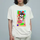 Lily bird（リリーバード）の花と黒柴ちゃんⅡ オーガニックコットンTシャツ