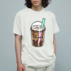 Cɐkeccooのタピオカマニア-ミルクティー オーガニックコットンTシャツ