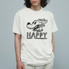 nidan-illustrationのhappy dog (black ink) Organic Cotton T-Shirt