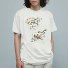 もしもしこちら文鳥の文鳥風神雷神 オーガニックコットンTシャツ