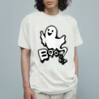 Cɐkeccooのおばけちゃんばぁ!(Boo!ゴースト) オーガニックコットンTシャツ