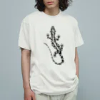 ツバメ堂のとかげちょろり(上向き） オーガニックコットンTシャツ