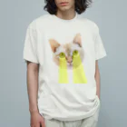こいぬおじさんのビーム猫 オーガニックコットンTシャツ