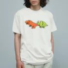 カタオカナオのカムカム恐竜（ティラノサウルス×トリケラトプス） オーガニックコットンTシャツ