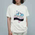 SANKAKU DESIGN STOREのNO SAKE NO LIFE。 レトロな青×赤 オーガニックコットンTシャツ