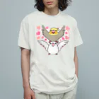 まめるりはことりのラブリーオカメインコ【まめるりはことり】 オーガニックコットンTシャツ