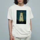 PONTA5/ERIのUFOと猫 オーガニックコットンTシャツ