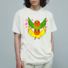 まめるりはことりのラブリーコザクラインコ【まめるりはことり】 オーガニックコットンTシャツ