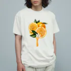 カワウソとフルーツの【forseasons】オレンジ オーガニックコットンTシャツ