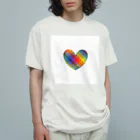 綺麗何学模様の虹×ハート×虹（ホワイト） Organic Cotton T-Shirt