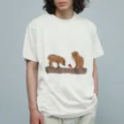 prunelleの小猿と瓜坊ときのこ オーガニックコットンTシャツ