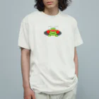 🐸かえるさんと仲間たち🐸の穴に入りたいかえるさん オーガニックコットンTシャツ