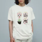 なにぬ猫-YAの＜うちの子＋にくきゅう＊ポートレート＞KHAW & DAOW＆BEA＆LUCKY Organic Cotton T-Shirt