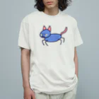 サメ わりとおもいのむらさき色のねこ オーガニックコットンTシャツ