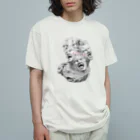 カズシフジイのうめく石像 オーガニックコットンTシャツ