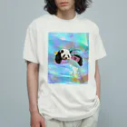 𝙈𝙊𝙈𝙊'𝙨 𝙎𝙝𝙤𝙥のホログラム & レトロpanda-03 Organic Cotton T-Shirt