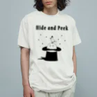 Planet EvansのHide and Peek 帽子の中 オーガニックコットンTシャツ