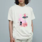 wokasinaiwoの土砂降りハート（ピンク） オーガニックコットンTシャツ