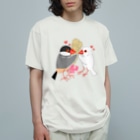 Lily bird（リリーバード）の粟穂をプレゼント 桜&白文鳥 Organic Cotton T-Shirt